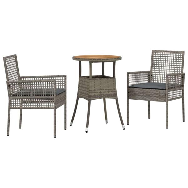 Essmöbel Set Set aus 3 Grau Rattan, Metall