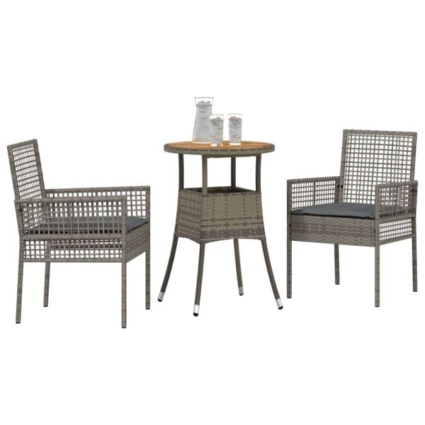Essmöbel Set Set aus 3 Grau Rattan, Metall