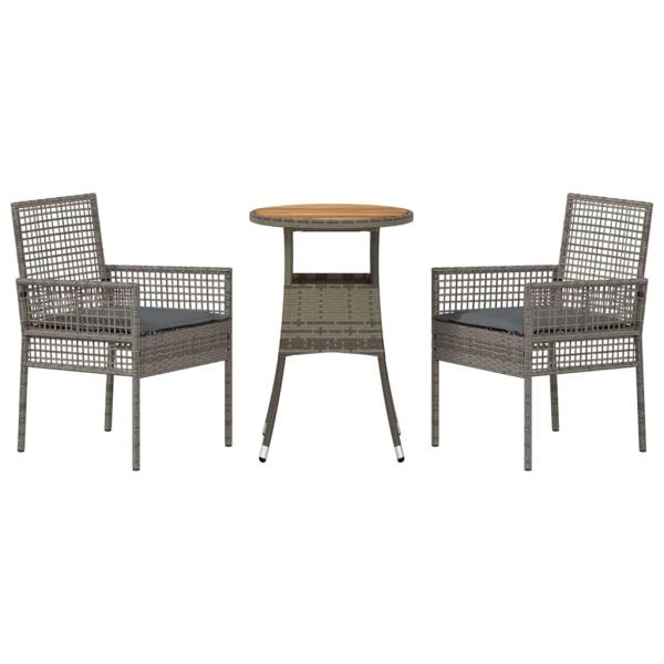 Essmöbel Set Set aus 3 Grau Rattan, Metall