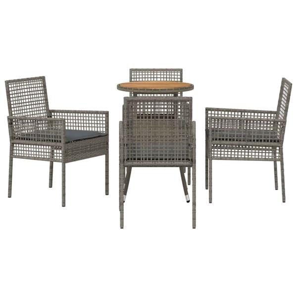 Essmöbel Set 5-teilig Grau Rattan, Glas Langlebig Rund Modern