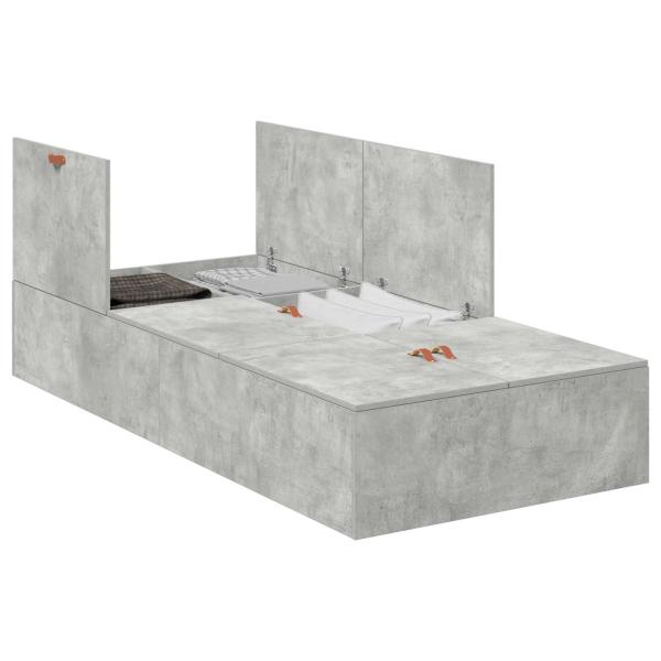 Bettgestell Beton grau Beton Einzel Stauraum Bettgestell
