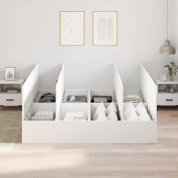 Bettgestell Weiß Holz King Stauraum Rechteckig Minimalistisch