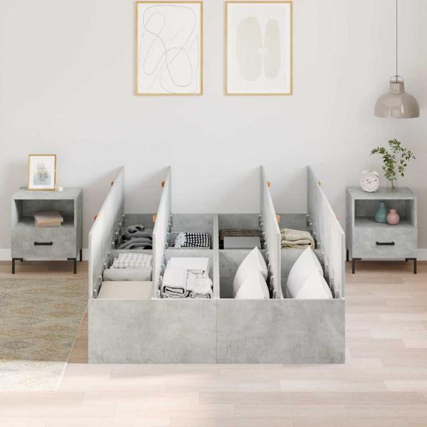 Bettgestell Graues Beton Beton Einzel Robust
