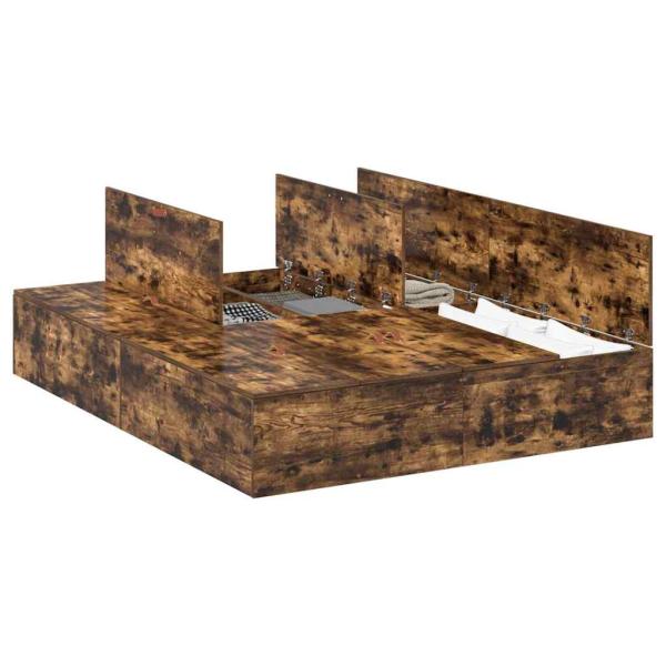Bettgestell Geräucherte Eiche Holzwerkstoff Standard Doppel
