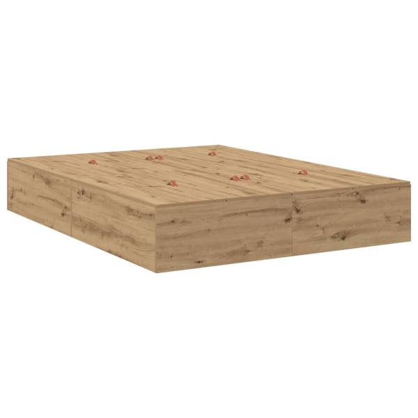 Bettgestell Artisan Eiche Furnierter Holzwerkstoff Doppel