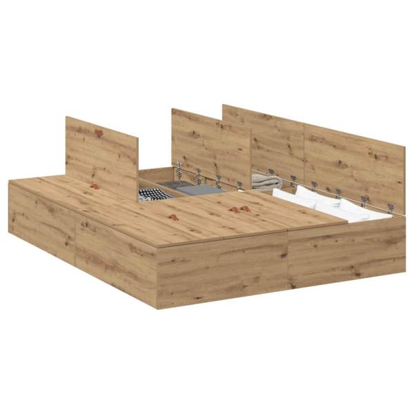 Bettgestell Artisan Eiche Furnierter Holzwerkstoff Doppel