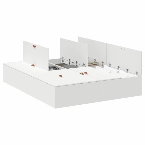 Bettgestell Weiß MDF Standard Doppel Stauraumbett Rechteckig