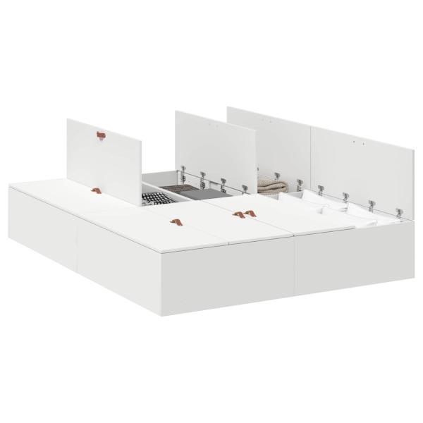 Bettgestell Weiß MDF Standard Doppel Stauraumbett Rechteckig