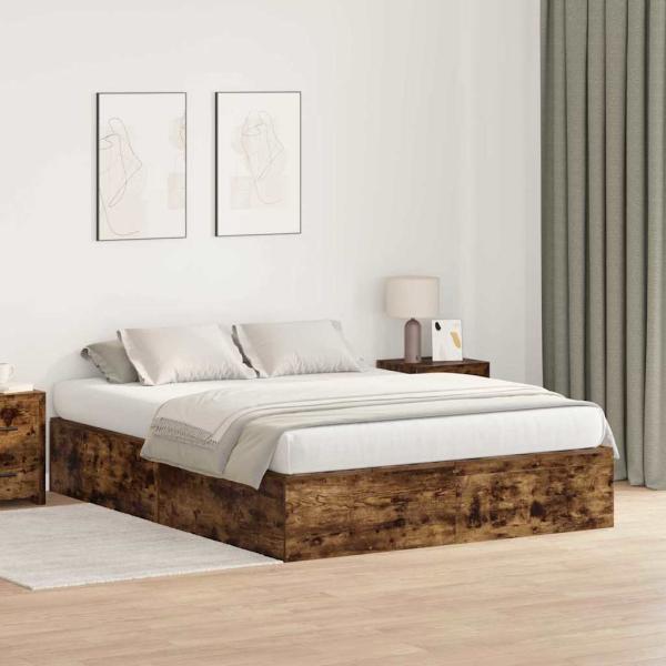 ARDEBO.de - Bettgestell Geräucherte Eiche Massivholz Eiche 160 x 200 cm