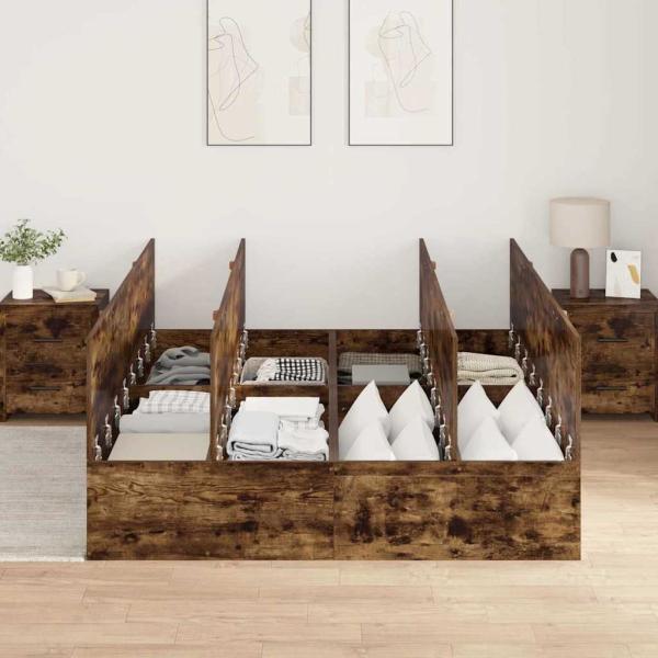Bettgestell Geräucherte Eiche Massivholz Eiche 160 x 200 cm