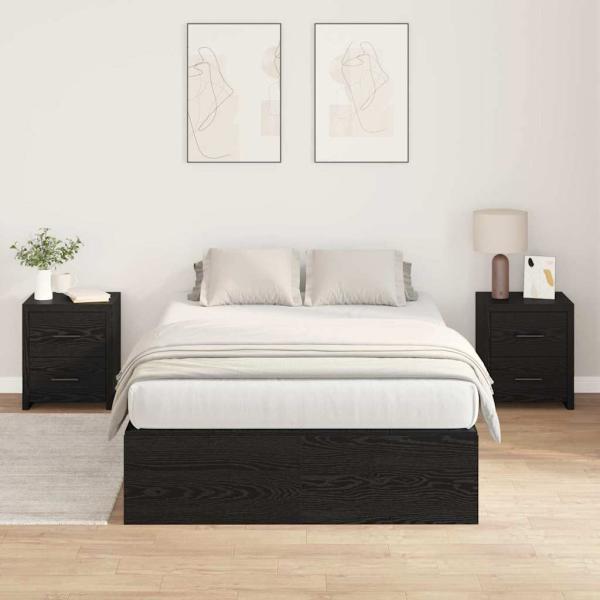 Stauraumbettgestell Schwarze Eiche Holz Standard Doppel