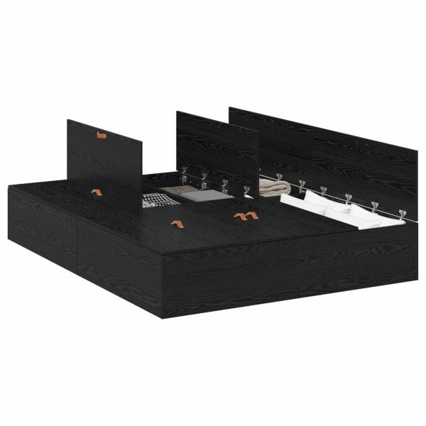 Bett mit Stauraum Schwarze Eiche Holzwerkstoff Voll/Doppel
