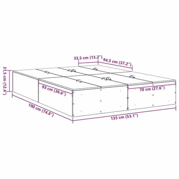 Bett mit Stauraum Schwarze Eiche Holzwerkstoff Voll/Doppel