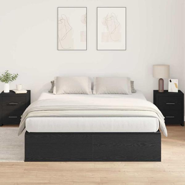 Bett mit Stauraum Schwarze Eiche Holzwerkstoff Voll/Doppel