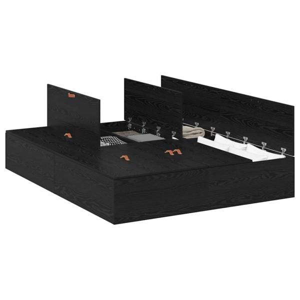Bett mit Stauraum Schwarze Eiche Holzwerkstoff Voll/Doppel