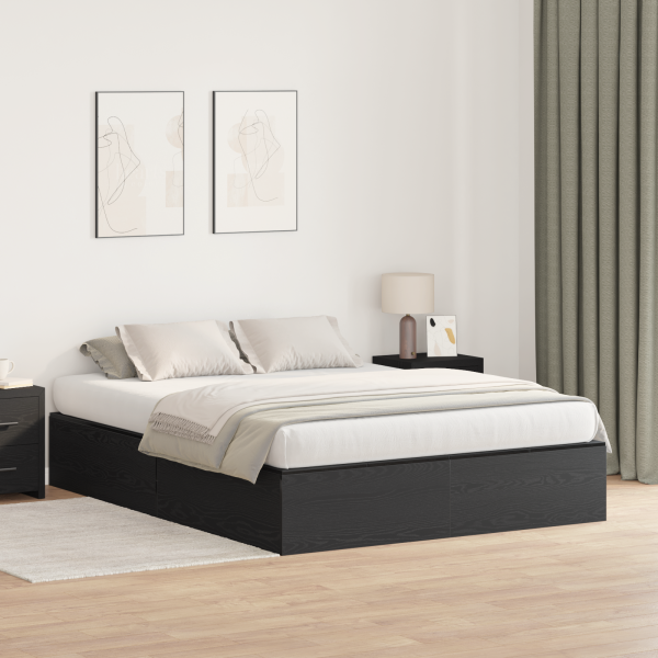 Bett mit Stauraum Schwarze Eiche Holzwerkstoff Voll/Doppel