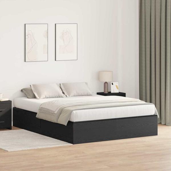 Bett mit Stauraum Schwarze Eiche Holzwerkstoff Voll/Doppel