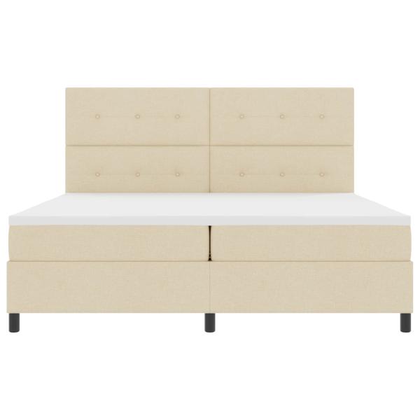 ARDEBO.de - Boxspringbett mit LED-Lichtleisten Creme 200 x 200 cm Stoff