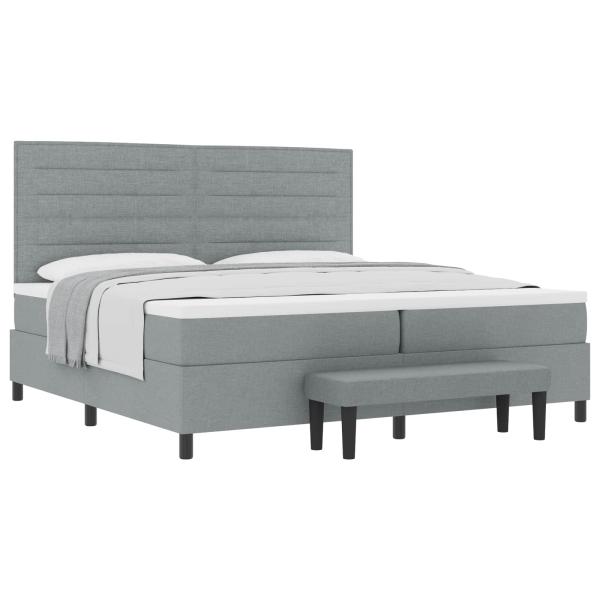 Bettgestell mit Matratze Set aus 2 Grau Stoff 200 x 200 cm