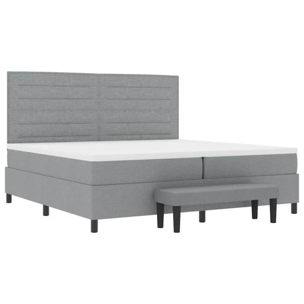 Bettgestell mit Matratze Set aus 2 Grau Stoff 200 x 200 cm