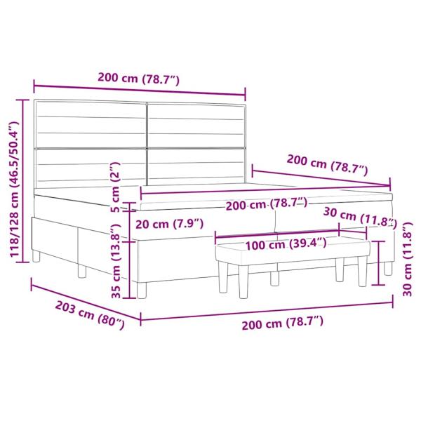 ARDEBO.de - Bettgestell mit Matratze Set aus 2 Beigefarben Stoff 200 x 200 cm