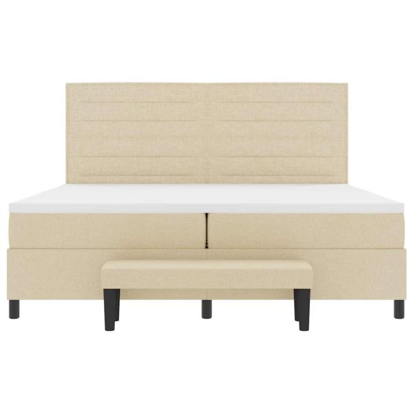 Bettgestell mit Matratze Set aus 2 Beigefarben Stoff 200 x 200 cm