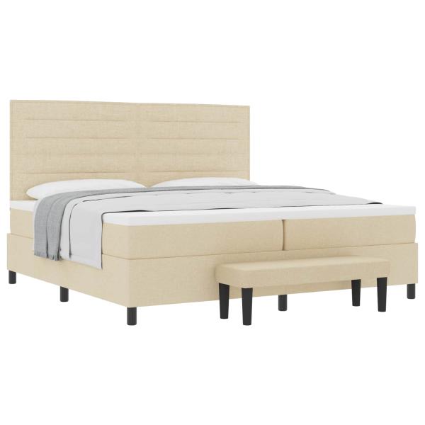 Bettgestell mit Matratze Set aus 2 Beigefarben Stoff 200 x 200 cm