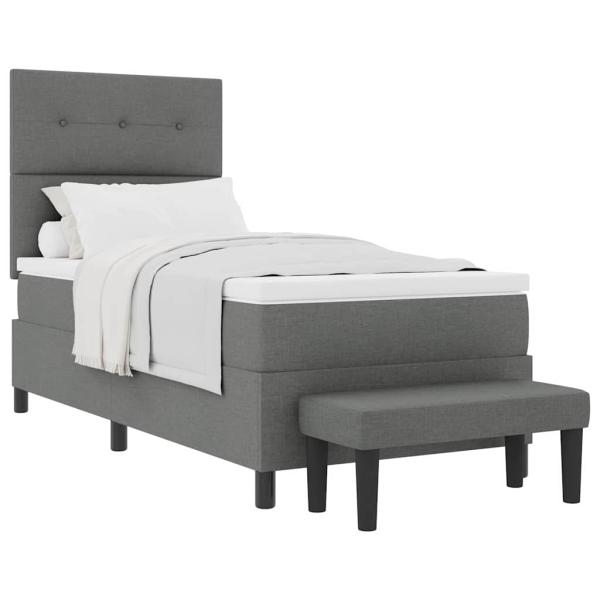Bettgestell mit Matratze Set aus 2 Grau Stoff 100 x 200 cm Bank