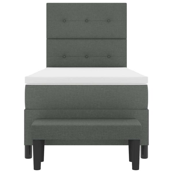 Bettgestell mit Matratze Set aus 2 Grau Stoff 100 x 200 cm Bank