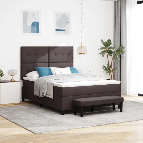 ARDEBO.de - Boxspringbett mit Kopfteil Dunkelbraun 140 x 200 cm Stoff