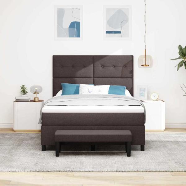 Boxspringbett mit Kopfteil Dunkelbraun 140 x 200 cm Stoff