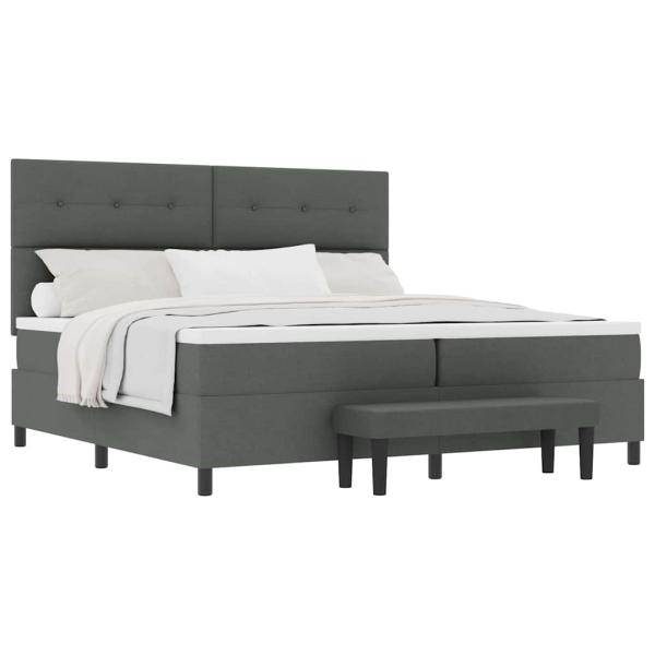 Bettgestell mit Matratze Set aus 2 Grau Stoff 200 x 200 cm Bett