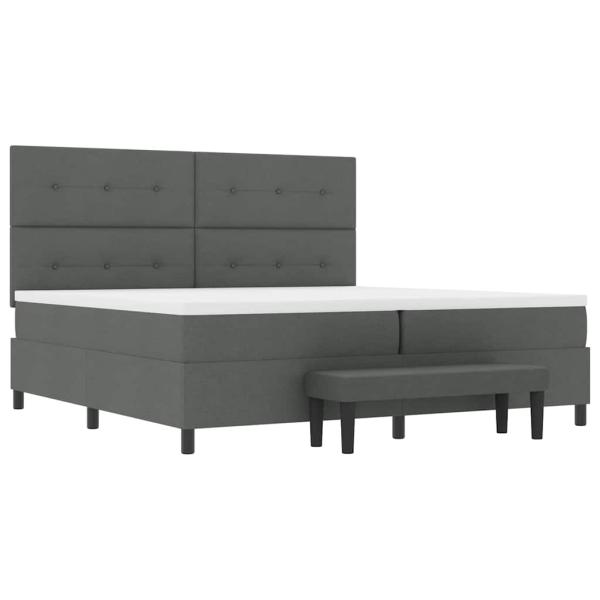 Bettgestell mit Matratze Set aus 2 Grau Stoff 200 x 200 cm Bett