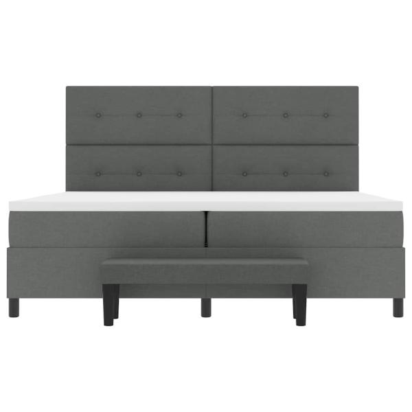 Bettgestell mit Matratze Set aus 2 Grau Stoff 200 x 200 cm Bett