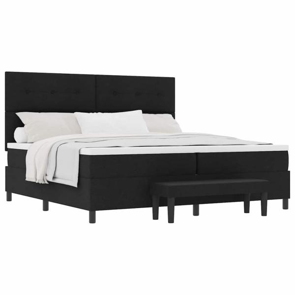Bettgestell mit Matratze Set aus 2 Schwarz Stoff 200 x 200 cm