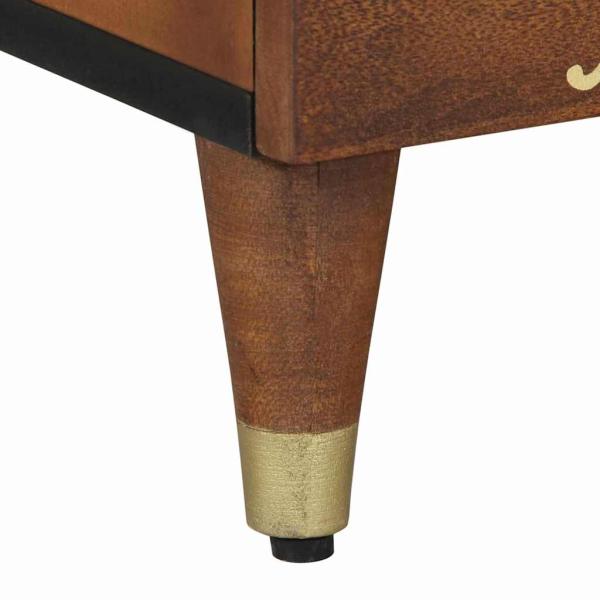 Nachttische Honey braun Massivholz Medium Dekorative Intarsien