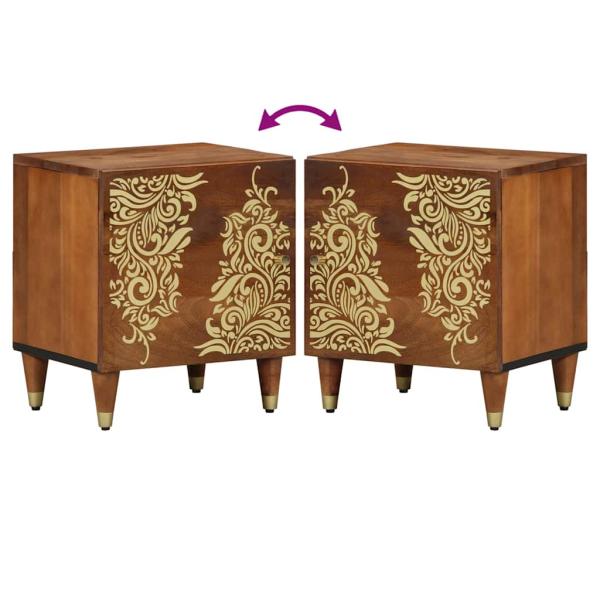 Nachttische Honey braun Massivholz Medium Dekorative Intarsien