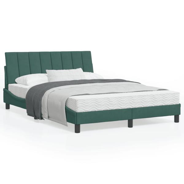 ARDEBO.de - Bettgestell ohne Matratze Dunkelgrün 140x190 cm Samt