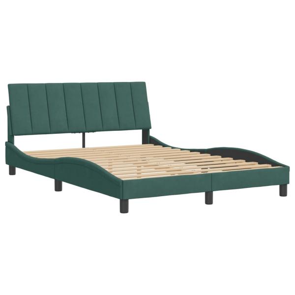 Bettgestell ohne Matratze Dunkelgrün 140x190 cm Samt