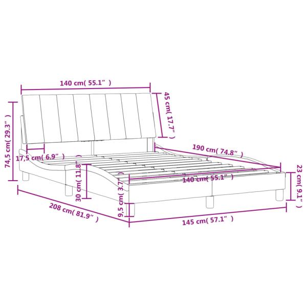 Bettgestell ohne Matratze Dunkelgrün 140x190 cm Samt