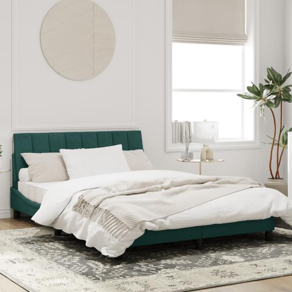 Bettgestell ohne Matratze Dunkelgrün 140x190 cm Samt
