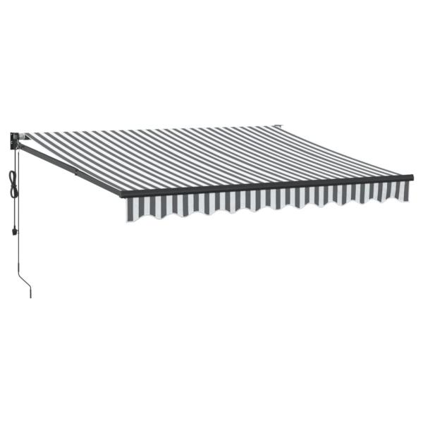 Markise Einziehbar Anthrazit und Weiß 3x2,5 m Stoff & Aluminium