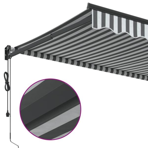 Markise Einziehbar Anthrazit und Weiß 3x2,5 m Stoff & Aluminium