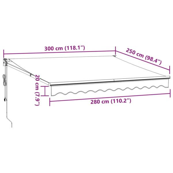 Markise Einziehbar Anthrazit und Weiß 3x2,5 m Stoff & Aluminium