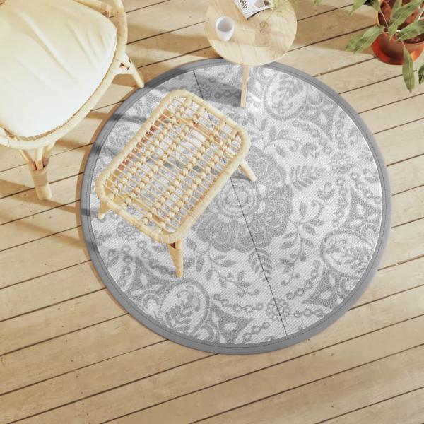 ARDEBO.de - Outdoor-Teppich ARAKIL Hellgrau Ø120 cm PP