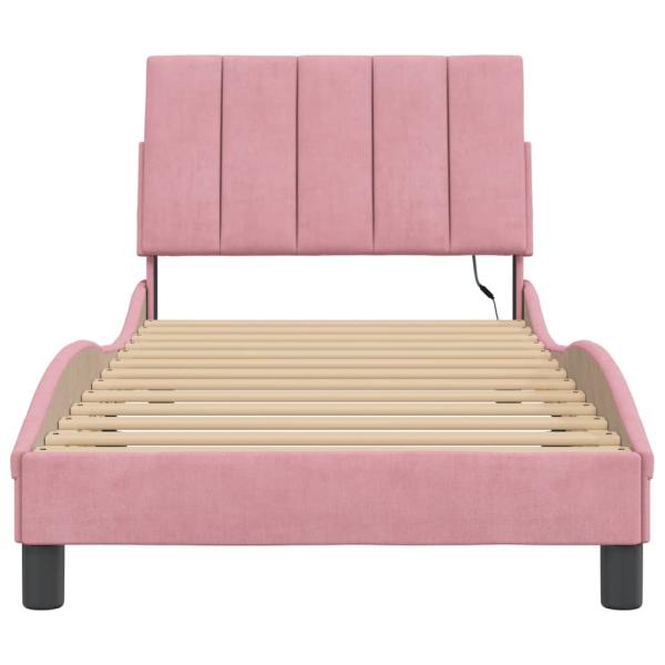 Bettgestell mit LED-Leuchten Rosa 90x190 cm Samt