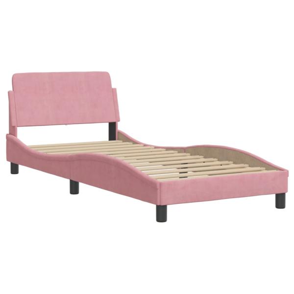 Bettgestell mit LED-Leuchten Rosa 90x190 cm Samt