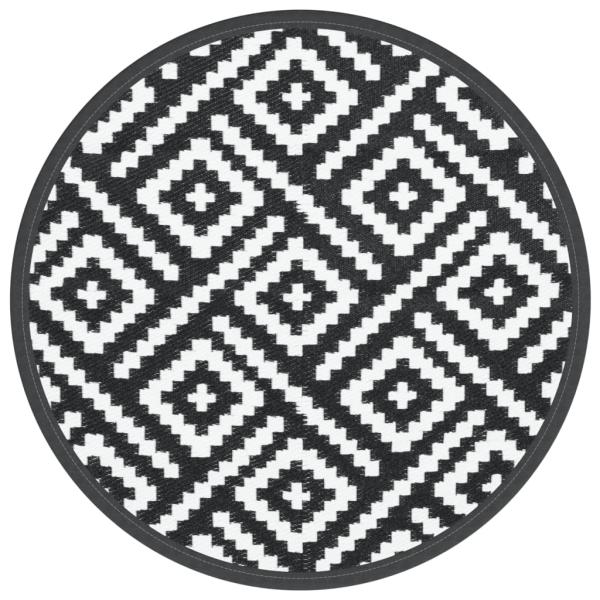 Outdoor-Teppich ARAKIL Weiß und Schwarz Ø200 cm PP
