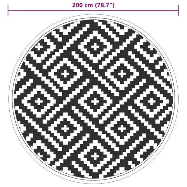 Outdoor-Teppich ARAKIL Weiß und Schwarz Ø200 cm PP