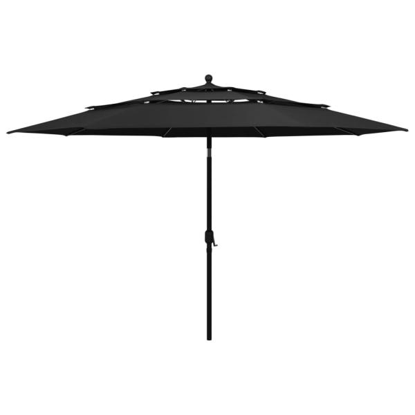 ARDEBO.de - Sonnenschirm mit Aluminium-Mast 3-lagig Schwarz 3,5 m